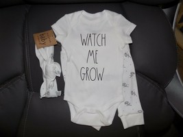 Rae Dunn Baby Outfit W/Headband Set Watch Me Grow 0/3 months New - $30.40
