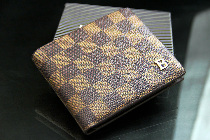 High Quality Bailini Designer Brown Checkered Affordable Leather Wallet For Men! - $99.00