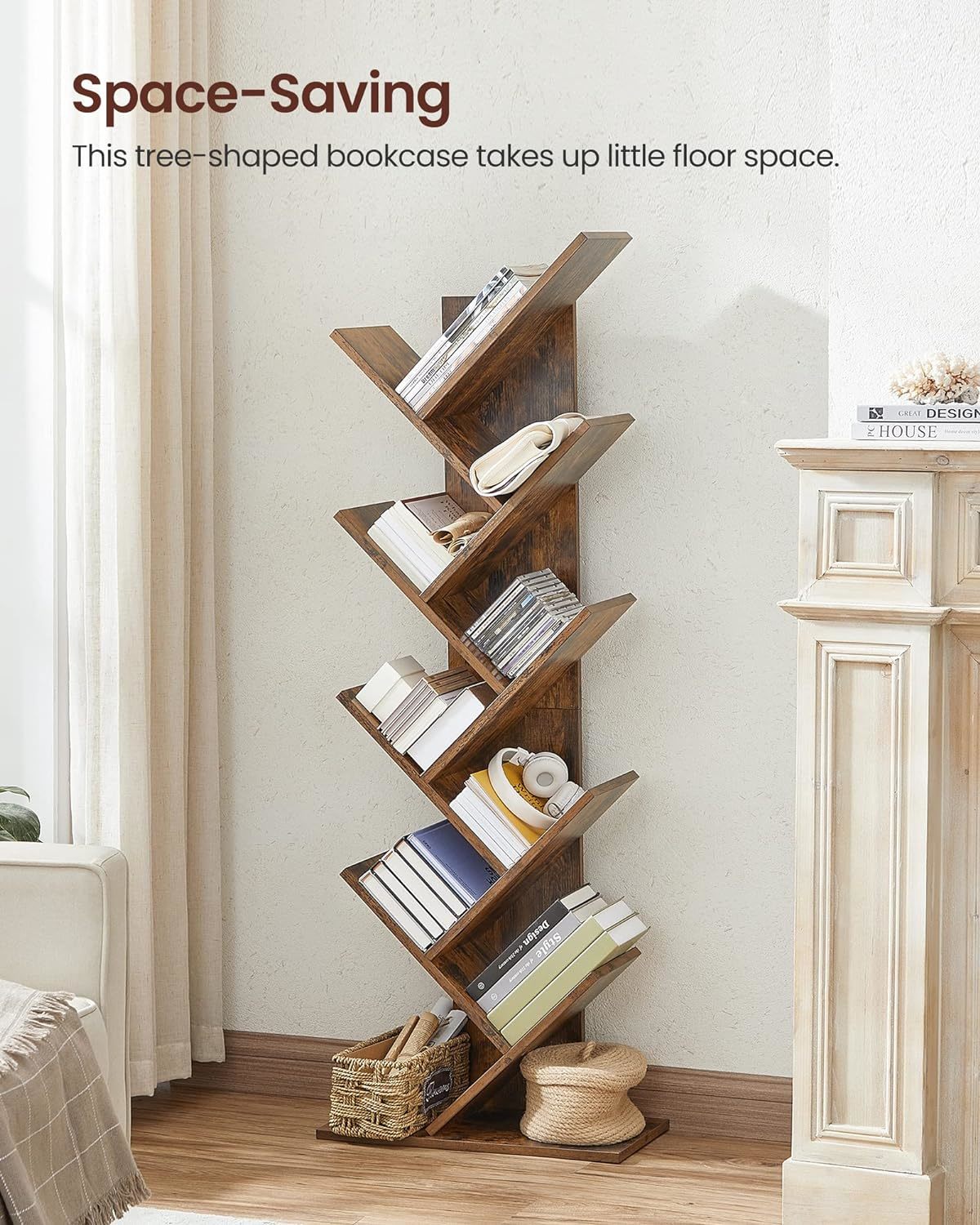 BEWISHOME 3 Tier Bookshelf Open Organizer,White Small Bookshelf for Small  Spaces,Modern Wooden Storage Bookcase