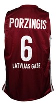 Kristaps Porzingis Team Latvija Basketball Jersey New Sewn Maroon Any Size image 2