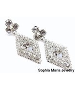 Clear dangle chandelier crystal earrings swirl Bling evening bridal prom 2&quot; - $11.87