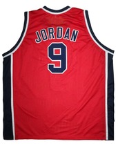 Michael Jordan #9 Team USA New Men Basketball Jersey Red Any Size image 5