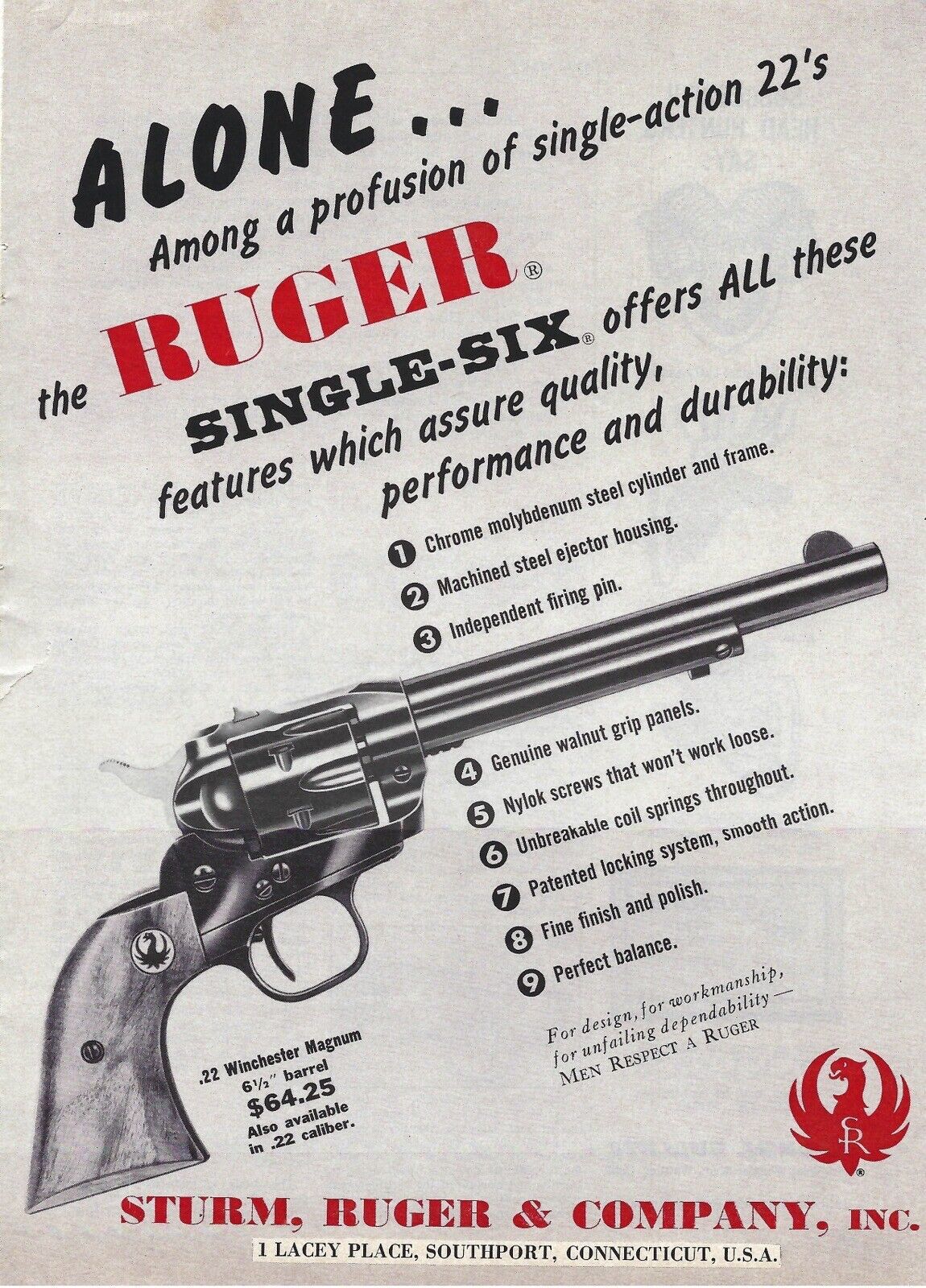 1960 Ruger Single-Six Revolver Winchester Magnum Vintage Mag Print Ad ...