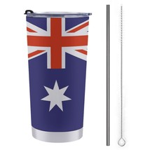 Mondxflaur Australian Flag Steel Thermal Mug Thermos with Straw for Coffee - $20.98