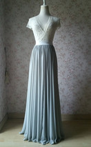 Silver Gray Chiffon Bridesmaid Skirt Floor Length Chiffon Wedding Party Skirt image 5