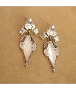 Victorian revival sterling dangle earrings - antique jewelry - estate je... - $225.00