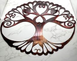 Oval Tree of Life Metal Wall Art Décor 15" wide x 12 1/2" tall Red Tinged - $37.98