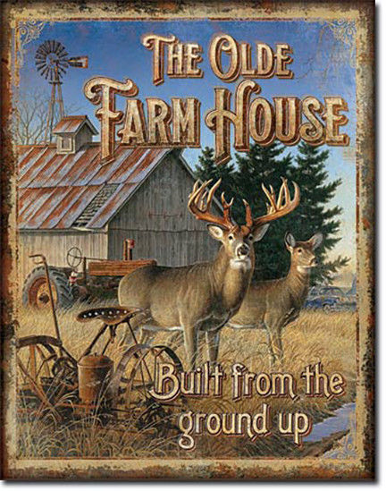 Primary image for The Olde Farmhouse Deer Country Farming Tractor Farm Equipment Metal Sign