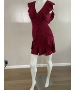 BCBG Maxazria Tyrah dress Deep Red Satin Ruffle NWT Size 0 - $78.21