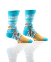 Yo Sox Men's Premium Crew Socks Blue Wind Surf Motif Cotton Antimicrobial 7-12
