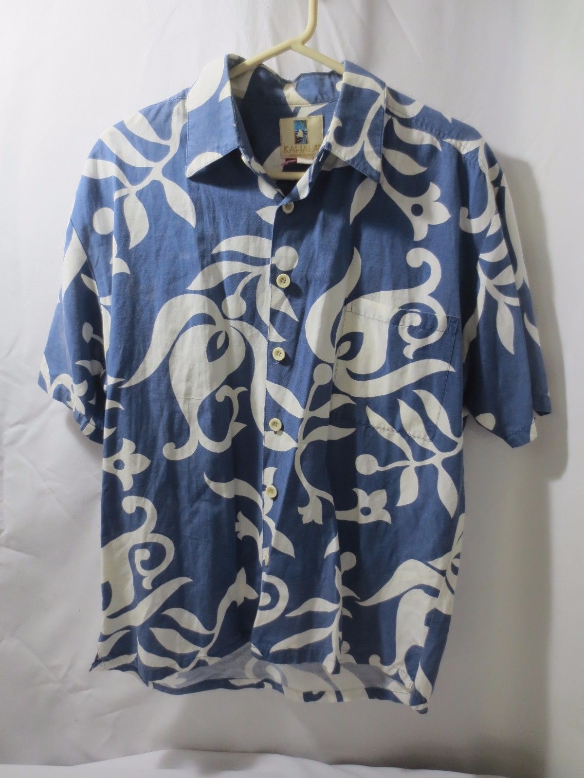 Tommy Bahama Linen Shirt Size: 2xTall Color: White Blue - Earth