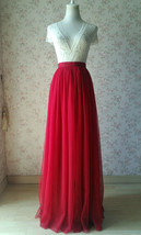 Women Dark RED Tulle Maxi Skirt Dark Red Wedding Bridesmaid Tull Skirt Plus Size