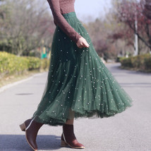 Dark Green Long Tulle Party Skirt Outfit Plus Size Bridesmaid Tulle Skirt Custom image 3