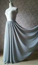 Silver Gray Chiffon Bridesmaid Skirt Floor Length Chiffon Wedding Party Skirt image 3