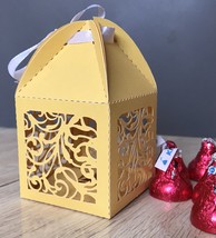 100pcs Pearl Gold Laser Cut Wedding Favor Boxes With Ribbon,small gift boxes - $34.00