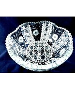 VTG DEEP CUT CRYSTAL CLEAR SCALLOPED EDGE ETCHED FLOWER BOWL - $157.61