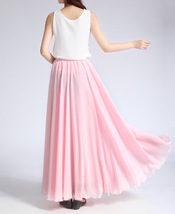 Pink MAXI CHIFFON SKIRT Women High Waisted Chiffon Maxi Skirt Plus Size image 10