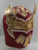 Wrestling Mask Adult Lucha Libre Red Gold Ties - $14.71