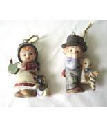  Country Boy with Bear and Girl with Doll Ceramic Ornaments - $19.99