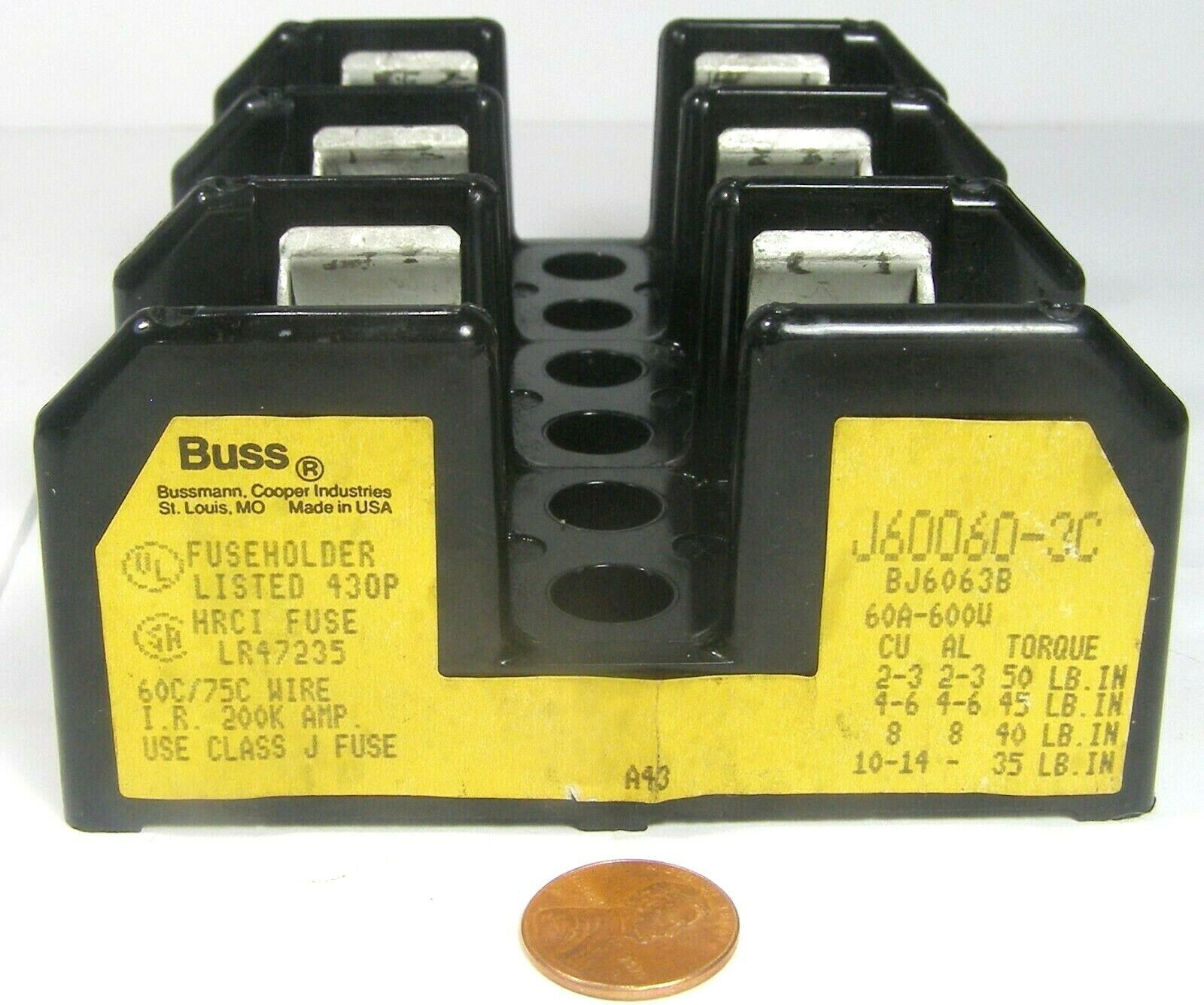 Bussmann Fuse Holder Block J60060-3C and similar items