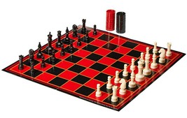 Pressman Checker/Chess/Backgammon with Folding Board - $14.00