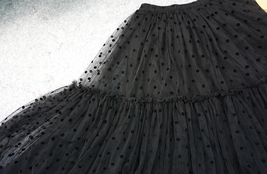 Black Tulle Midi Skirt Women A-line Black Polka Dot Midi Tulle Skirt Plus Size image 7