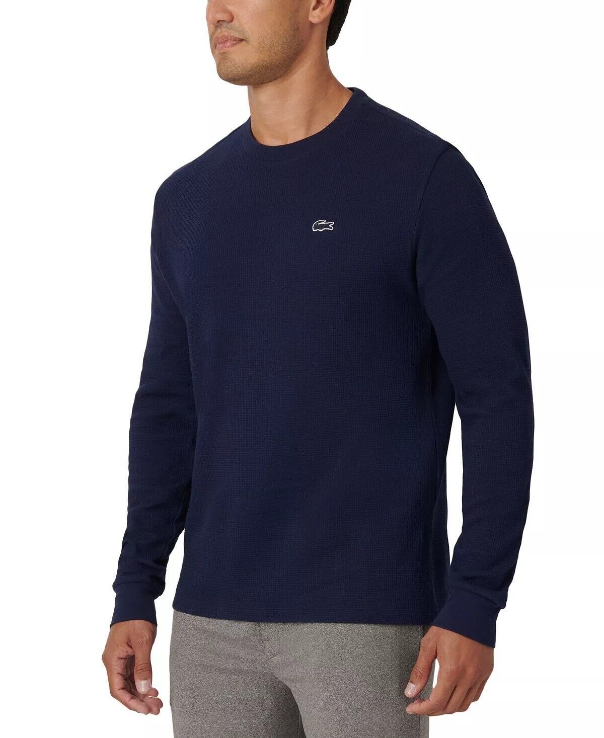 Lacoste NAVY Men's WaffleKnit Thermal Sleep Shirt, US XLarge Casual