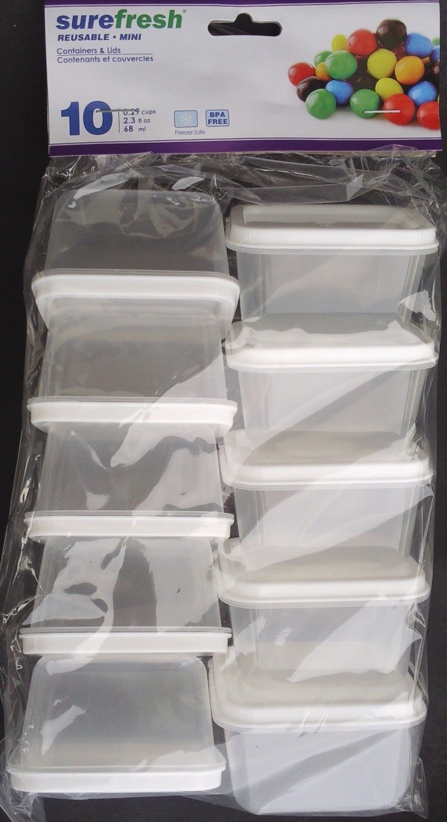 Lock-Top Reusable Sandwich Containers w Lids 4 Clips 2.3 Cups 1/Pk, Select  Color