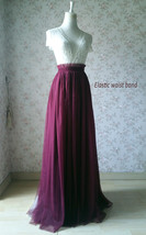 Burgundy Floor-length Tulle Skirt Outfit Bridesmaid Burgundy Tulle Skirt Plus image 6