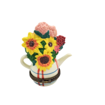 Midwest of Cannon Falls Mini Teapot Hinged Trinket Box Flowers Boquest P... - $15.15