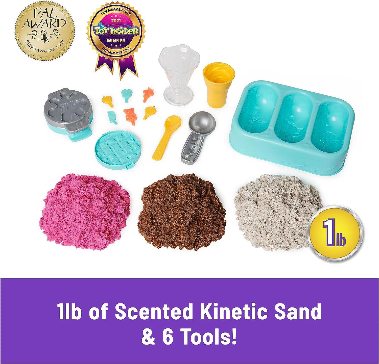 Kinetic Sand, Deluxe Swirl N’ Surprise Playset, 2.5lbs of Play Sand (Red,  Blue
