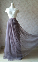 High Waisted Floor Length Tulle Skirt Brown Plus Size Wedding Tulle Skirt
