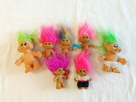 Lot of 7 Troll Dolls Russ I.T.B Vintage 90s Trolls 3-5&quot; Mixed Lot - $36.03