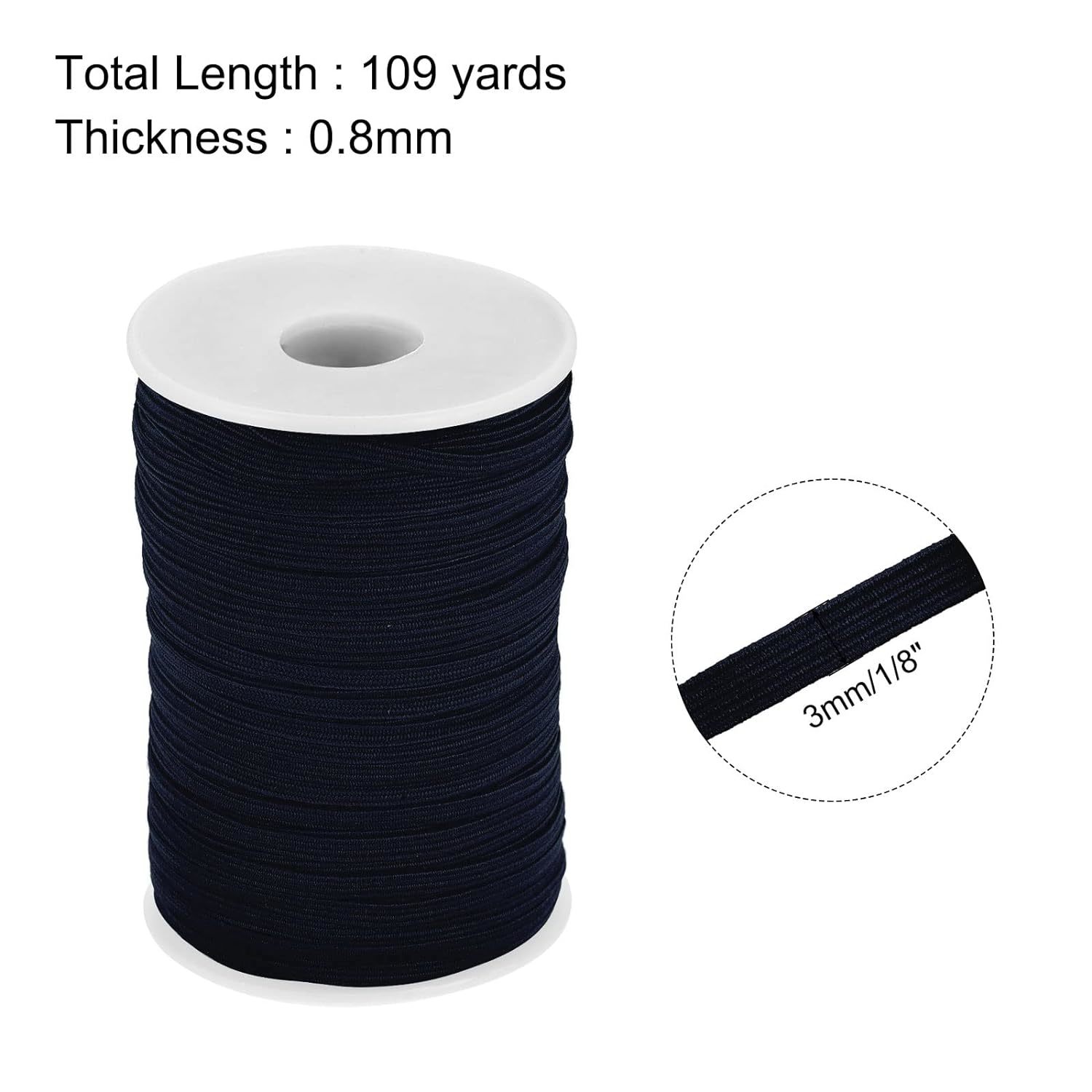Elastic Bands for Sewing 0.8 10 Yard Navy Blue Knit Elastic for Waistband