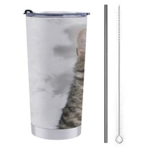 Mondxflaur Cat Xmas Steel Thermal Mug Thermos with Straw for Coffee - $20.98