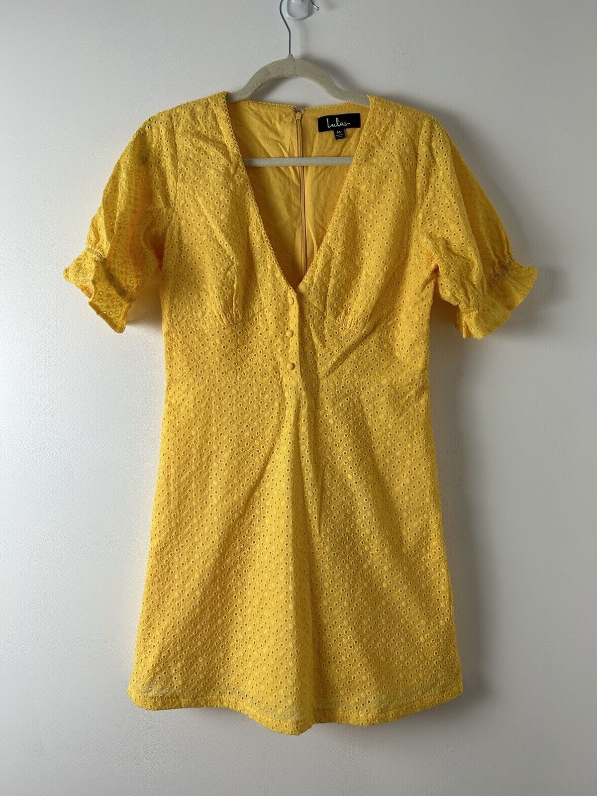 Primary image for Lulus Good to be Me Golden Yellow Eyelet Lace Midi Dress Size M
