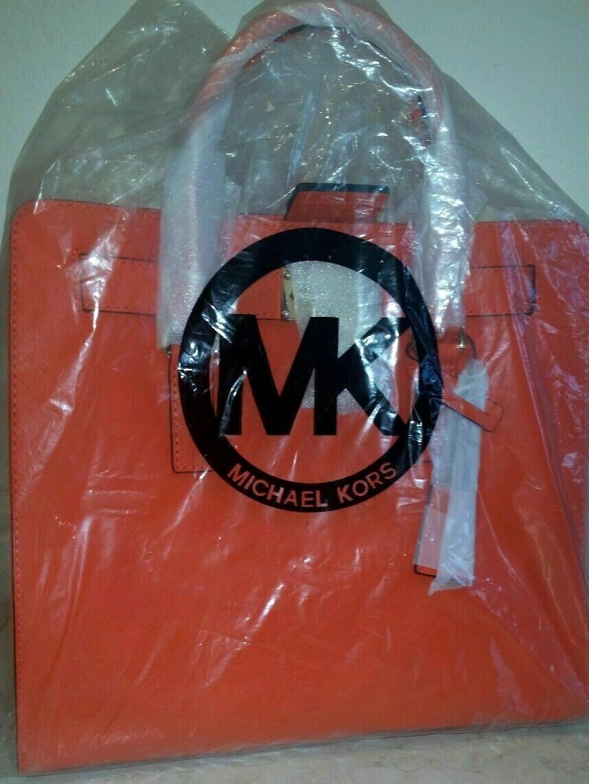 Michael Kors Hamilton Large North South Orange Saffiano Leather Tote Bag