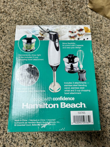 Hamilton Beach 4-in-1 Electric Immersion Hand Blender with Blending Wand,  Whisk, and 3 Cup Food Chopping Bowl, Silver, 59765