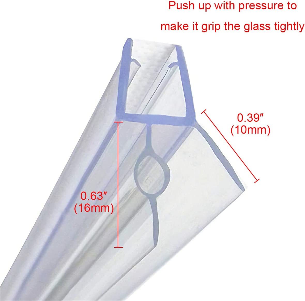 Cozylkx Frameless Shower Door Bottom Seal with Drip Rail for 3/8"(10mm