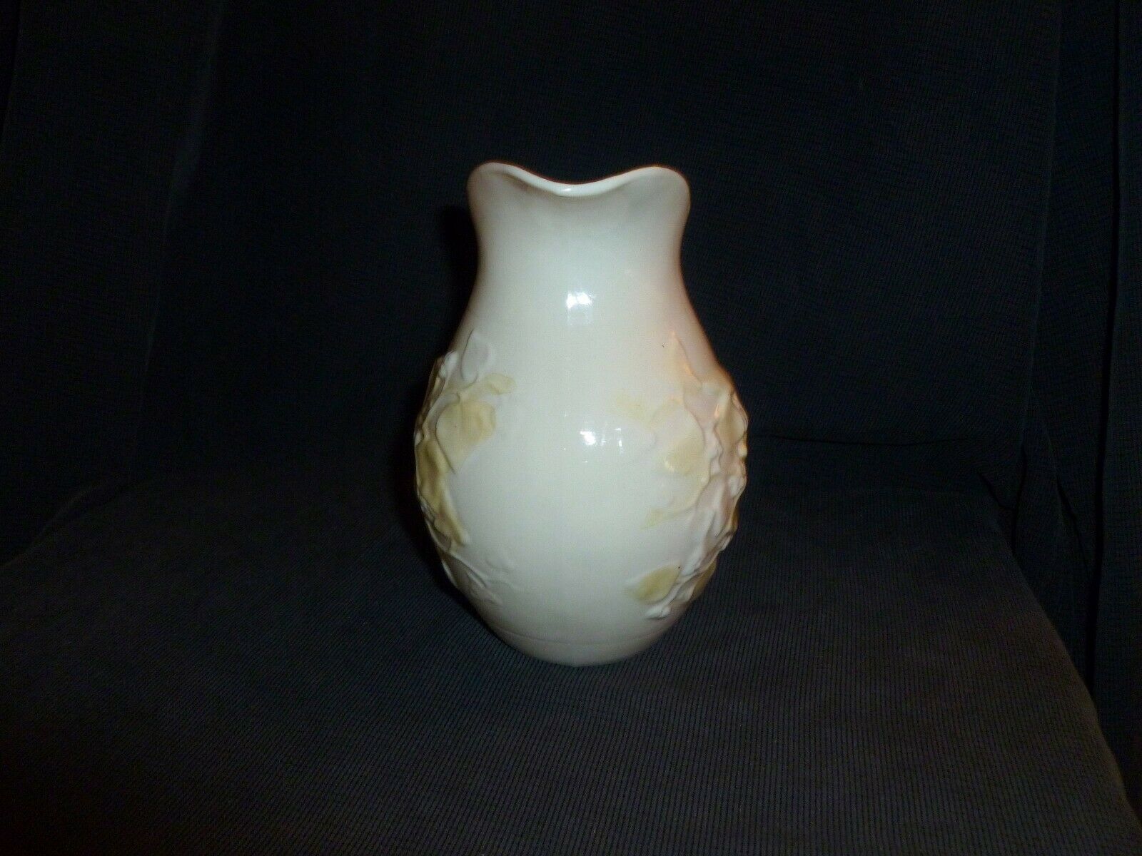 Vintage Belleek Porcelain Raised Ivy Detail Creamer Pitcher