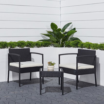 Tierra 3-Piece Classic Outdoor Wicker Coffee Lounger Set in Black with C... - $506.93