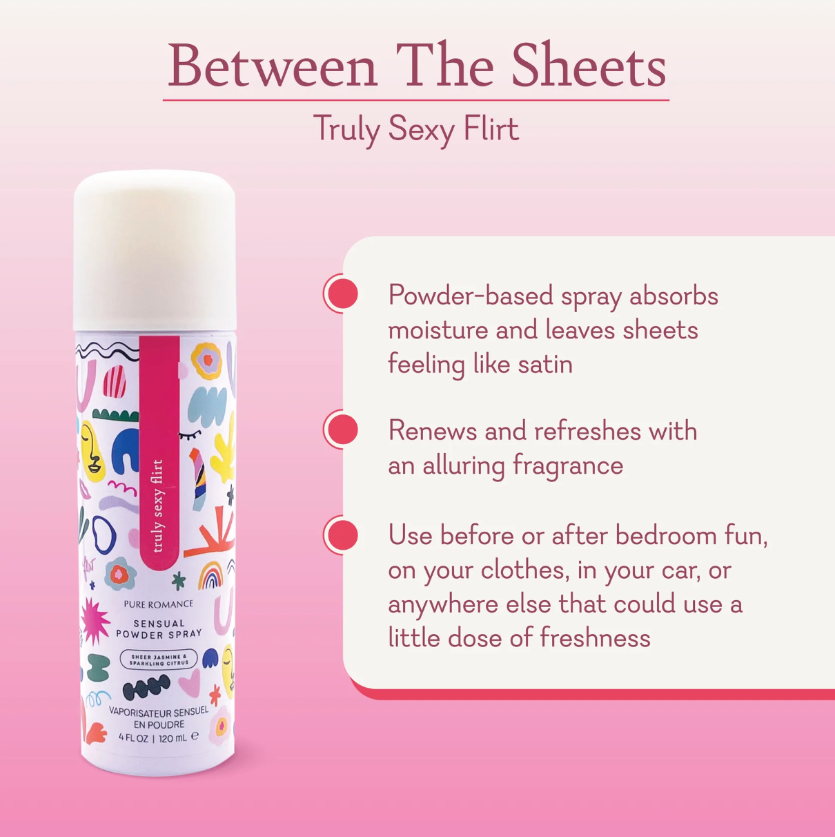 Pure Romance Between The Sheets Truly Sexy Flirt Powder Based Linen