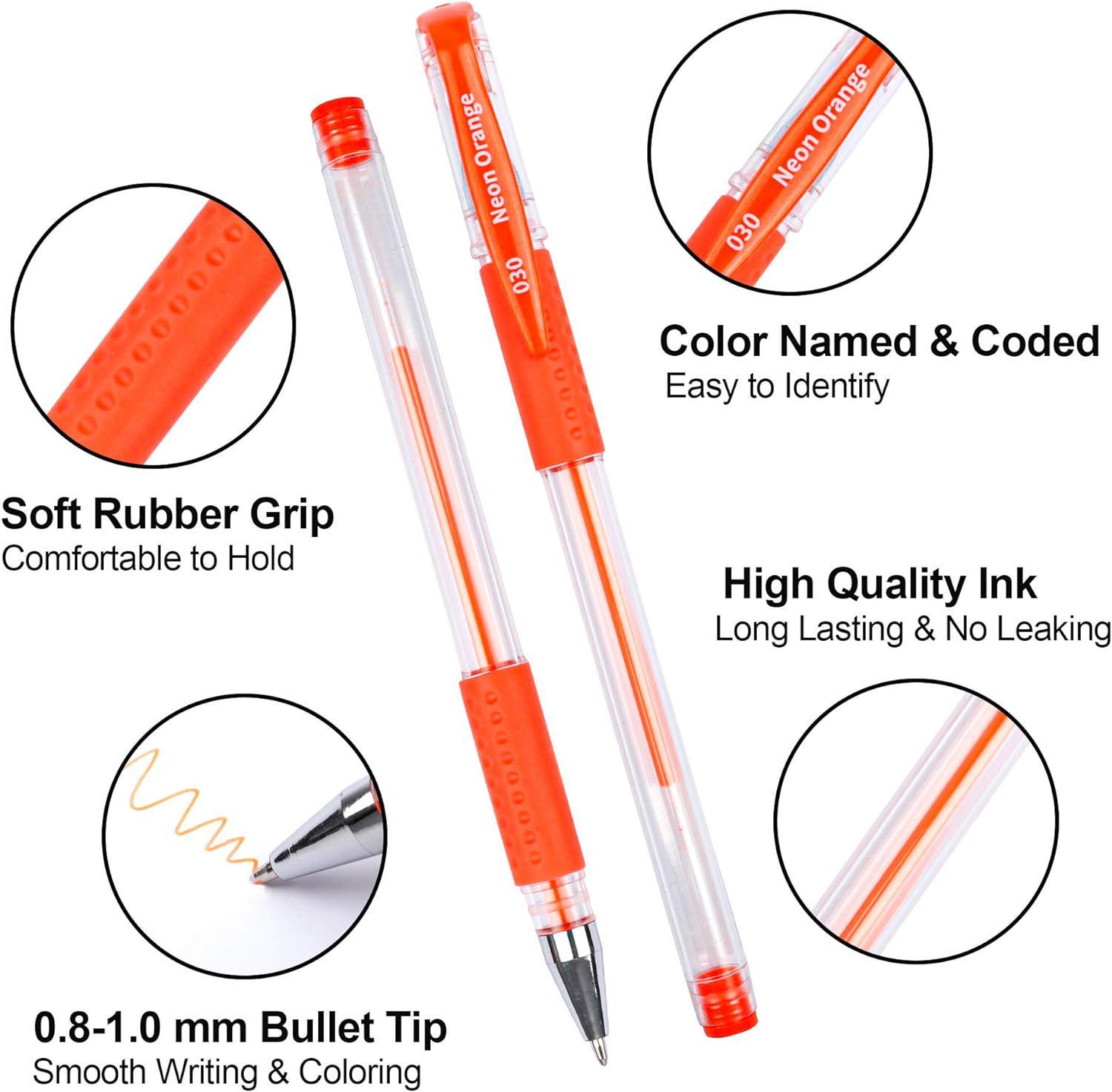 Taotree Glitter Gel Pens, 32 Color Neon Glitter Pens Fine Tip Art Markers  Set 40% More Ink Colored Gel Pens for Adult Coloring Book, Drawing