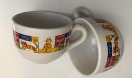 Royal Norfolk Set of 2 Lg. Coffee Mugs Cats Pattern Soup Cereal Ceramic Tea Cup - $29.69