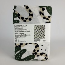 Ikea Klatterkalla Queen Duvet Cover & 2 Pillowcases Green White Cotton Monstera  - $57.41