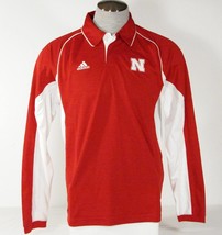 Adidas ClimaCool Nebraska Red Long Sleeve Polo Shirt Men's NEW - $41.24