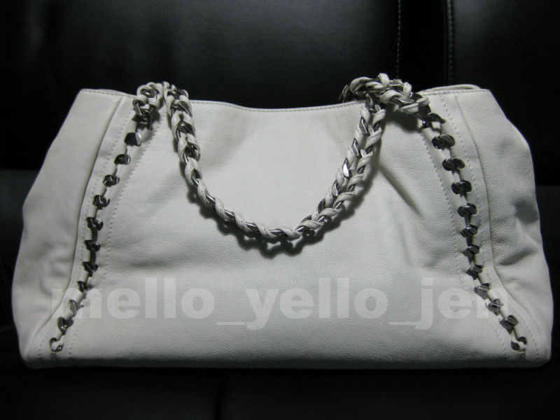 chanel white leather purse