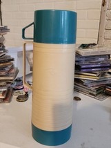 Vintage Wide Mouth Thermos in Blue and White Model 6402 Vacuum