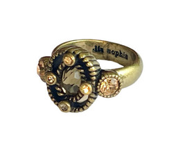Women lia sophia Brass Tone Circular Ring Crystal Rhinestone Size 8 Oval image 2