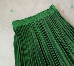 EMERALD GREEN A Line Long Pleated Skirt Womens Plus Size Full Pleated Skirts  image 3
